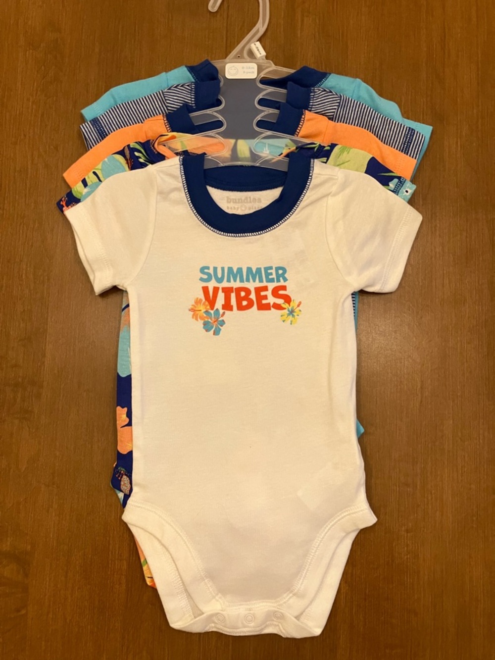 9-12M Bodysuit 5-piece Bundle - Summer Vibes, White & Blue